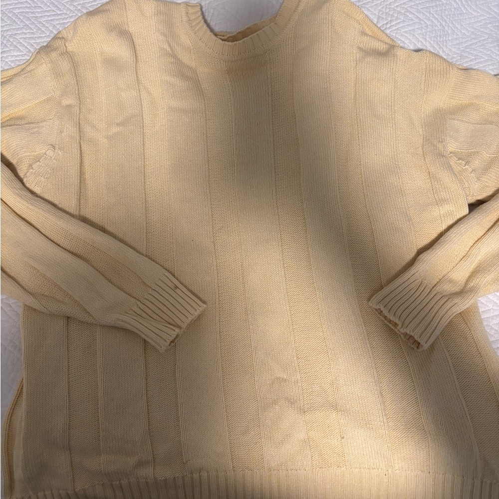 Cream Ribbed Knit Sweater Brooks Brothers